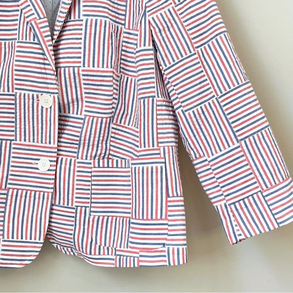 NWOT Talbots Petites Patchwork Seersucker Blazer - Picture 4 of 16
